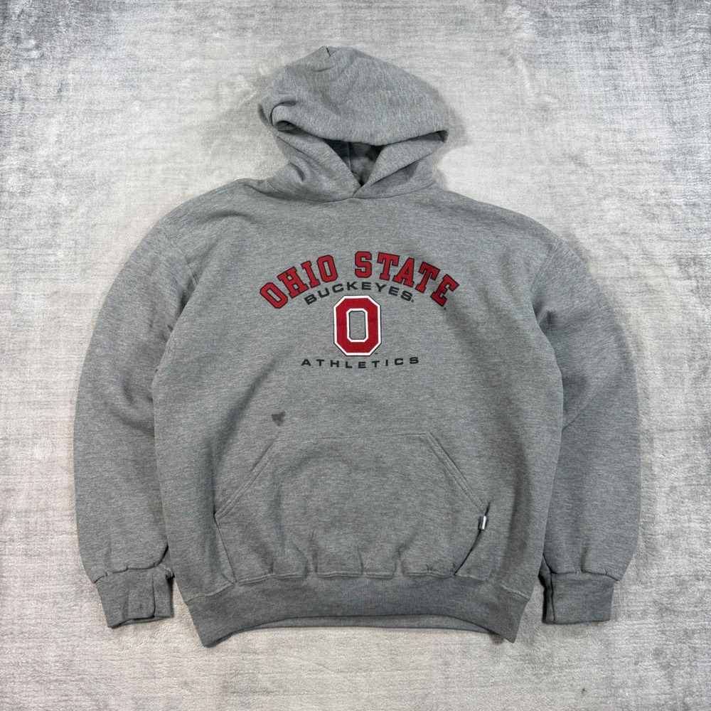 Ohio State Sweatshirt Mens Large Grey VTG Russell Athletic Buckeyes NCAA Hoodie